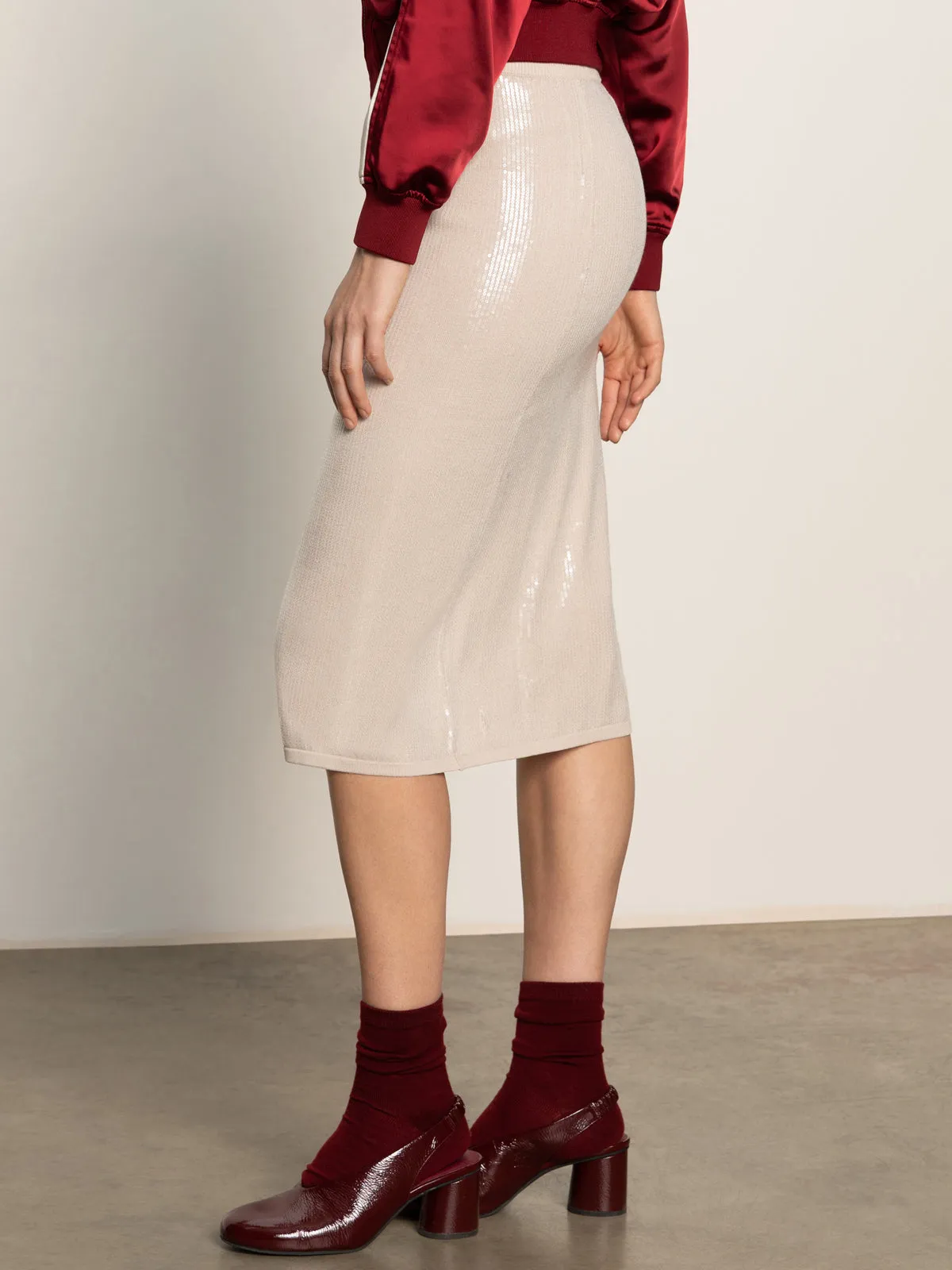 Fashion Details Sparkle Sequin Pencil Skirt Mother Of Pearl