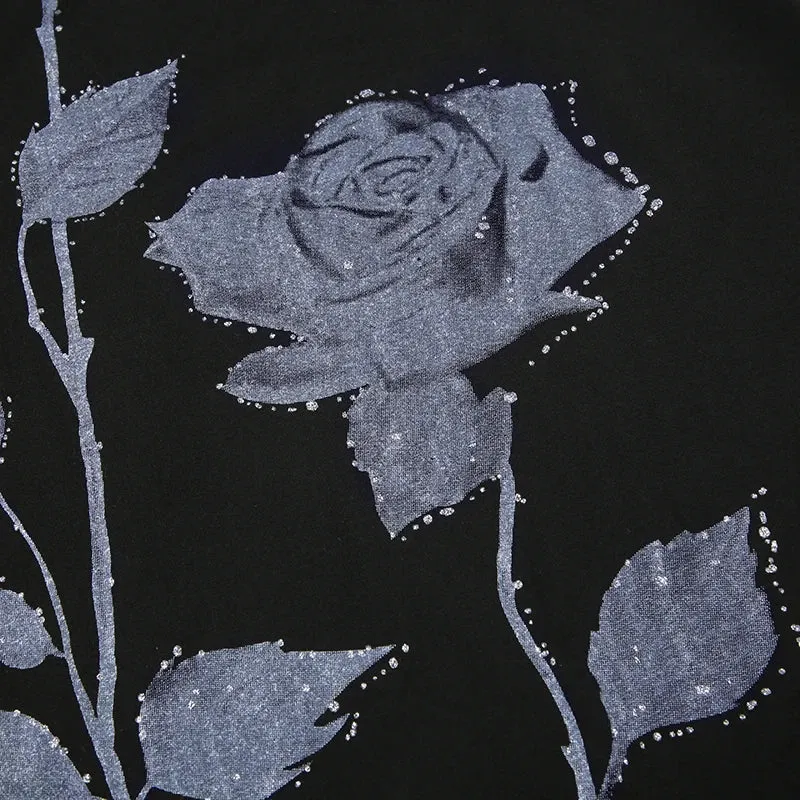 Elegant Strap Flowers Printed Frill Sexy Dress