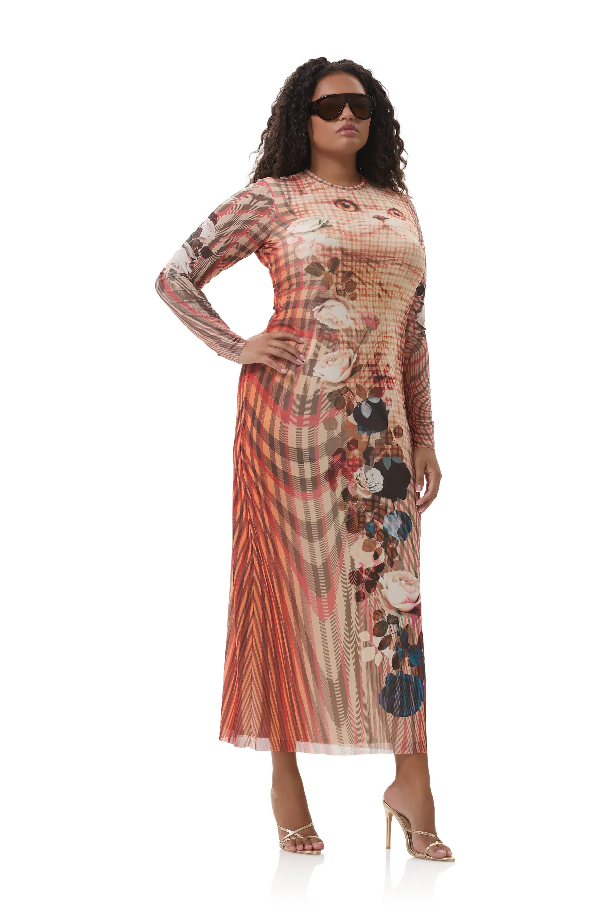 Didi Dress - Kitten Plaid Sophisticated Vibe Jewel Accent