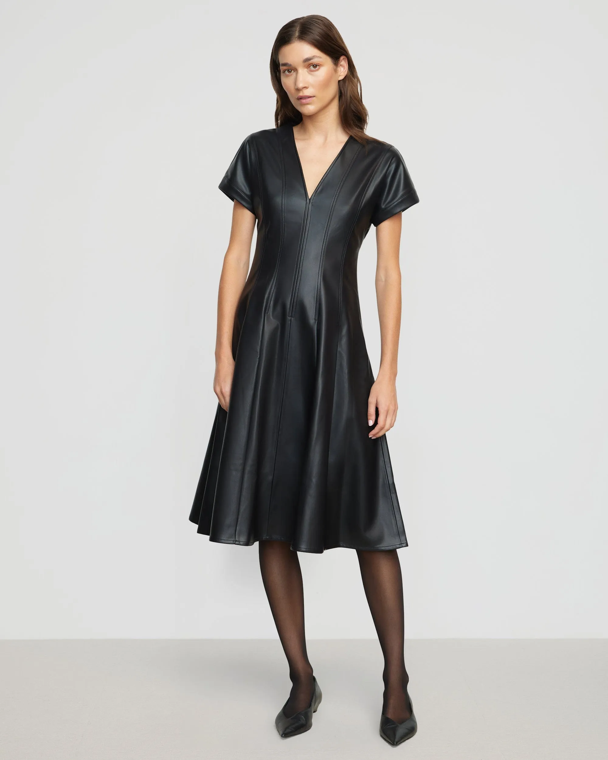 Body Confidence Dreamy Touch Ash Vegan Leather A-Line Dress