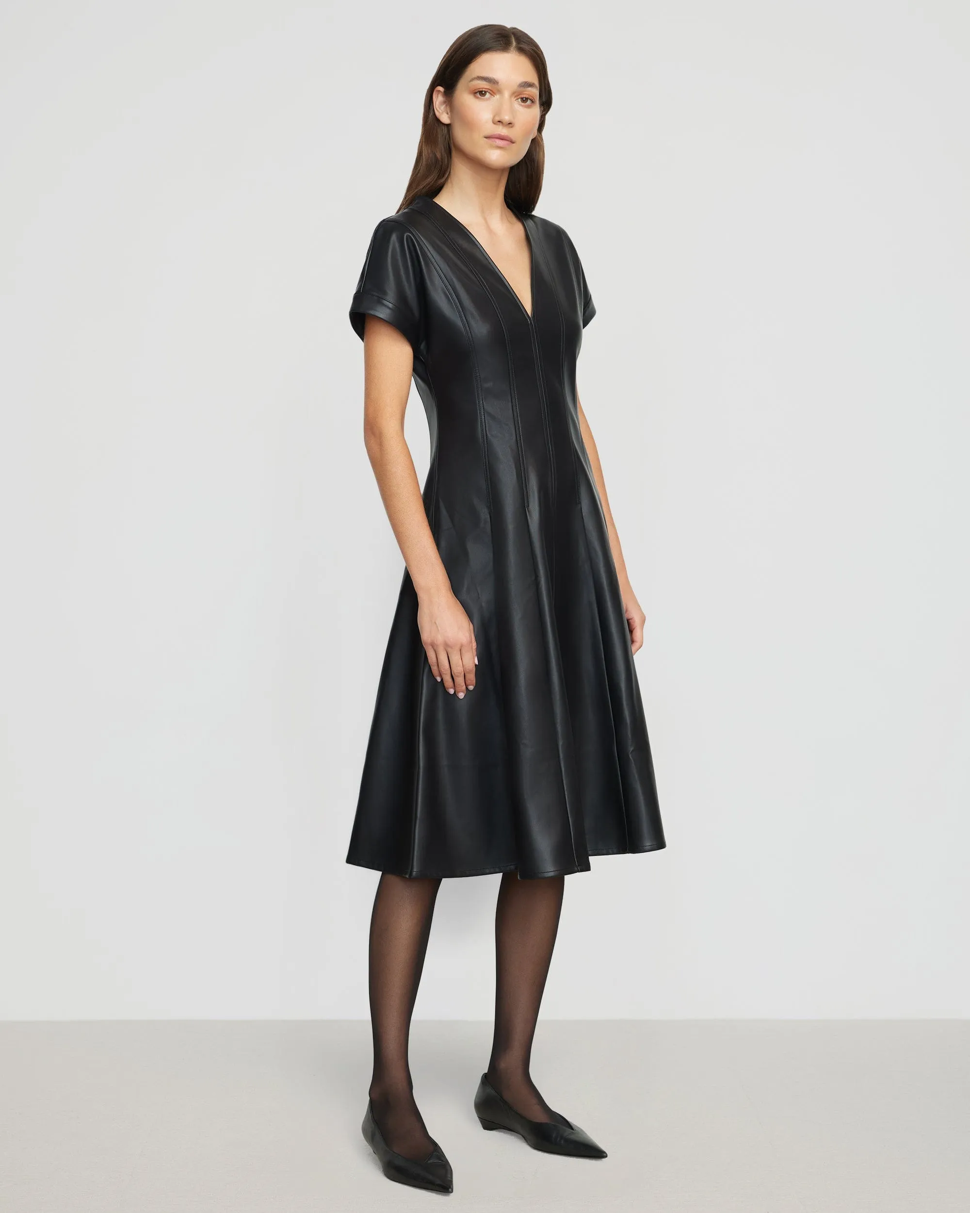 Soft Composition Mood Casual Ash Vegan Leather A-Line Dress