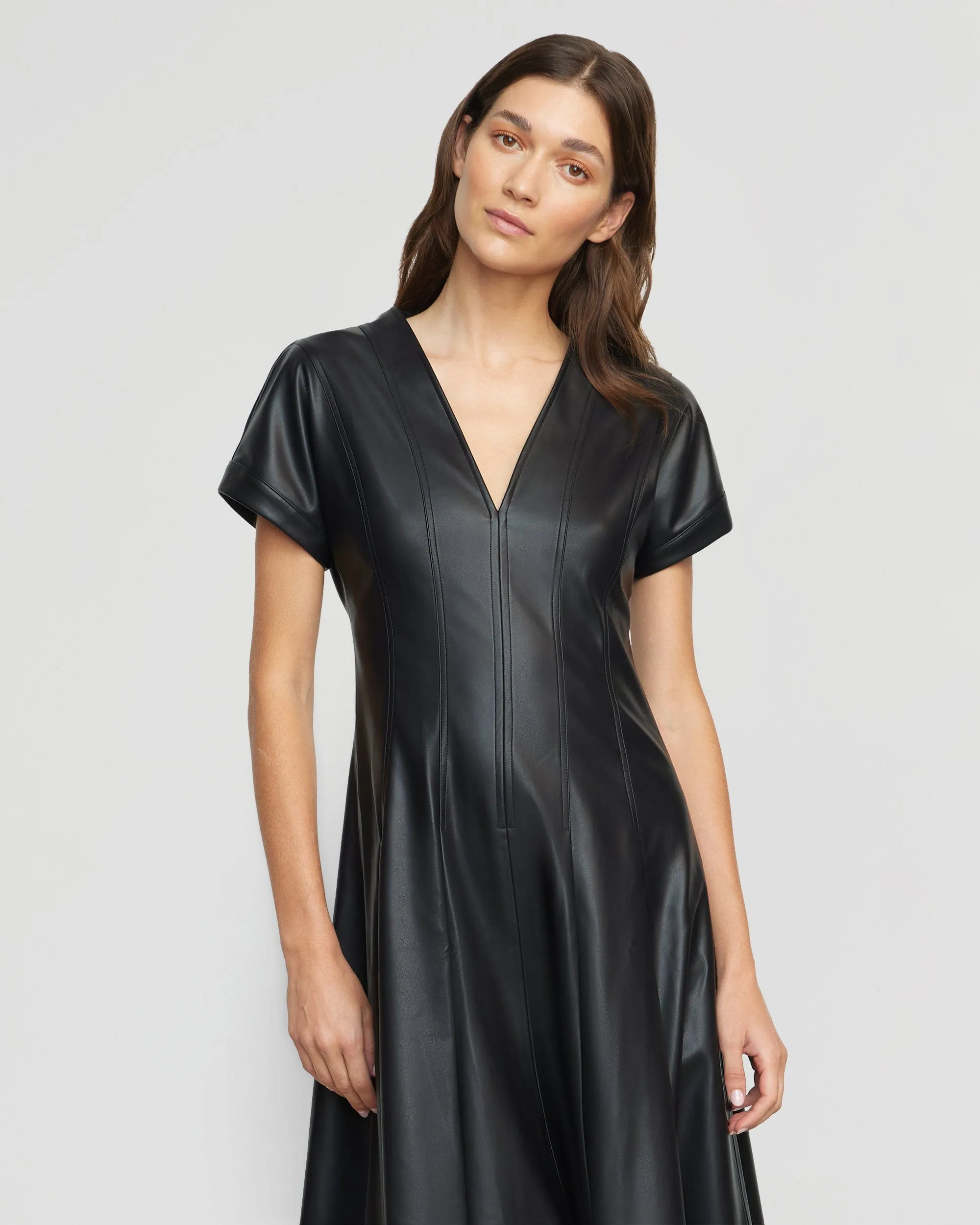 Ash Vegan Leather A-Line Dress DurableStitching