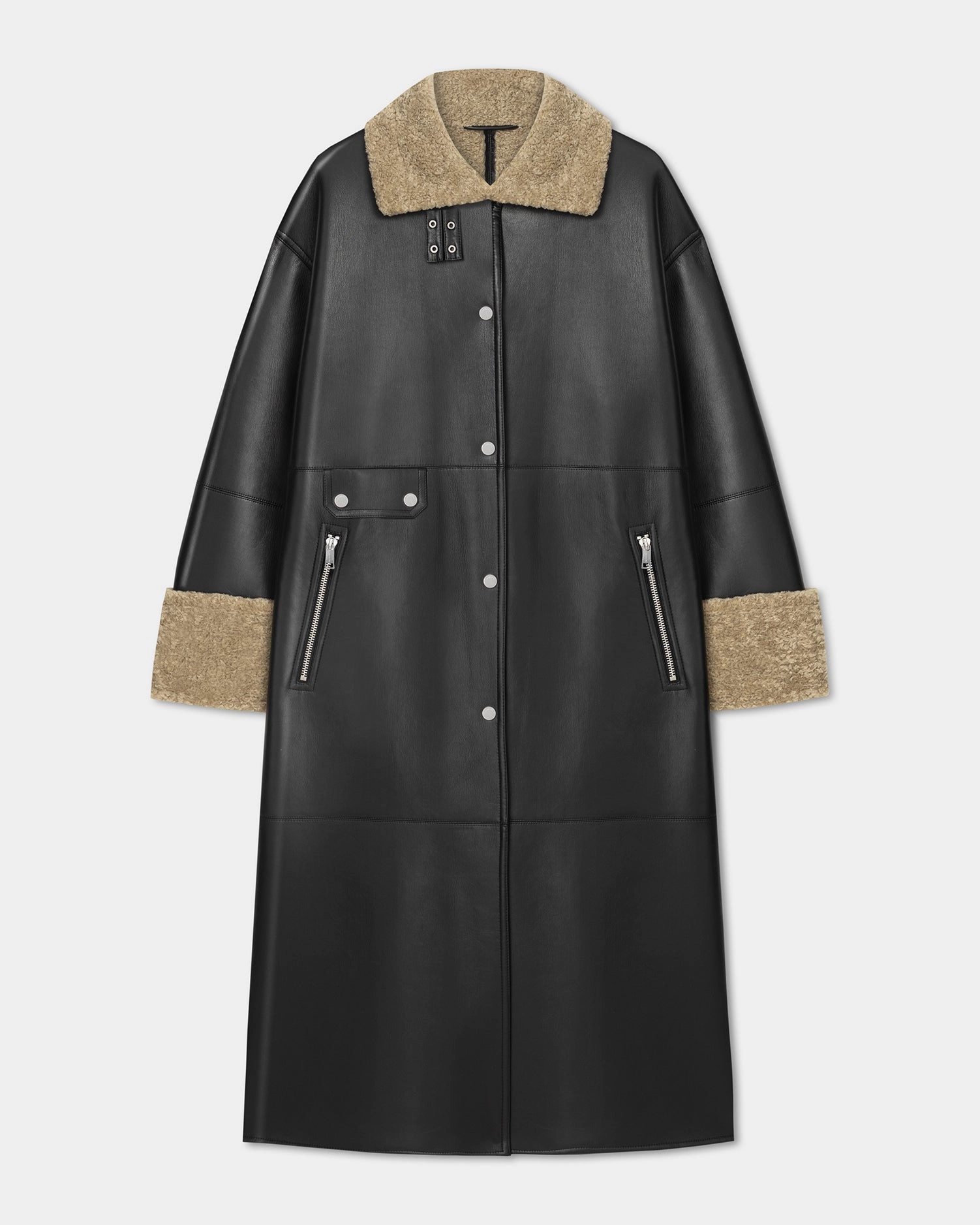 Liesel - Bonded Shearling Coat - Cornstalk/Black Leg wear Abrasion-resistant-material-characteristic