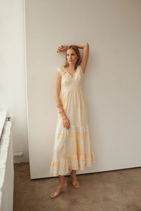 Fashion-Forward Keila Long Dress Pink/Lemon