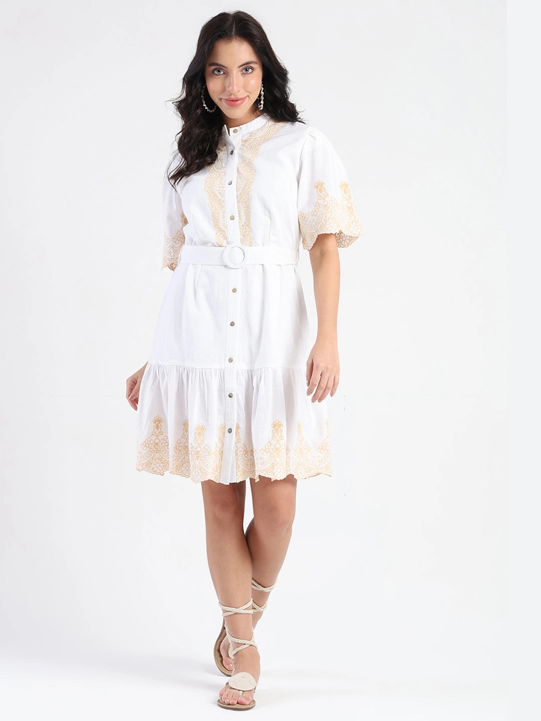 Summer Mood Madame Embroidered A-Line White Mini Dress