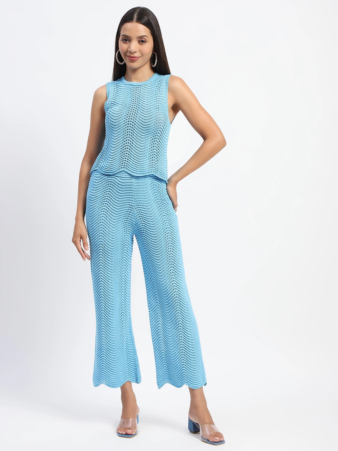 Madame Cotton Crochet Blue Co-ord Set Feminine Mood