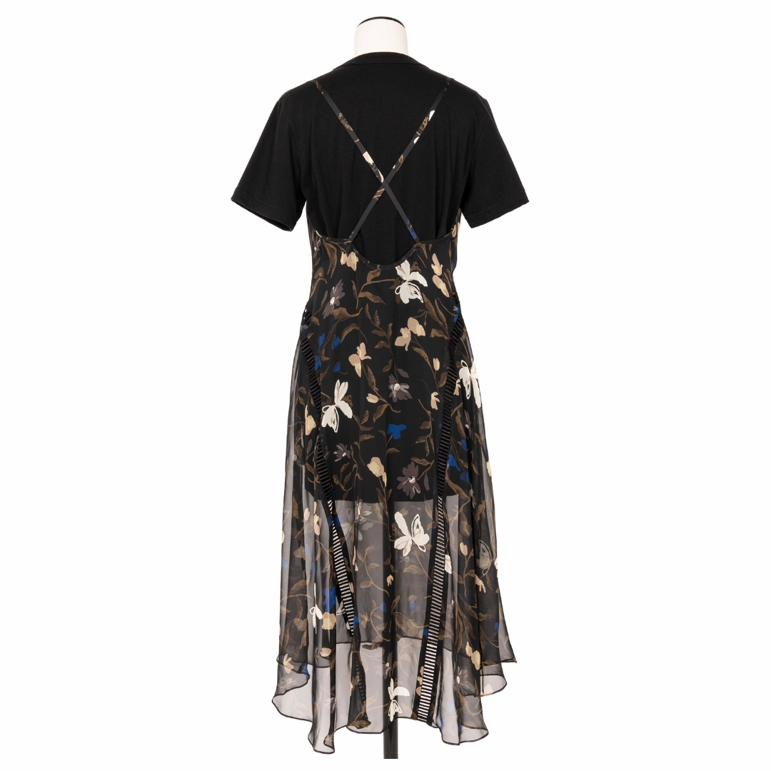 Neutral-Shade Floral Print Cotton Jersey Dress
