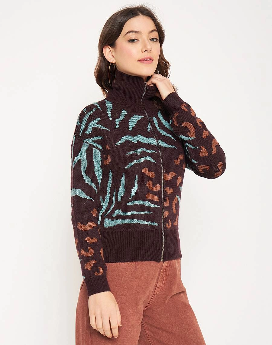 Madame Chocolate Printed Sweater Casual Cozy