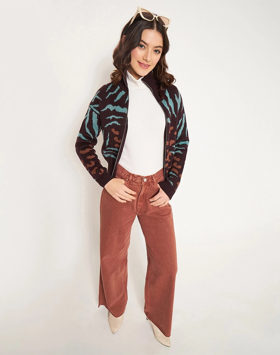 Madame Chocolate Printed Sweater Breathable Comfort Wear