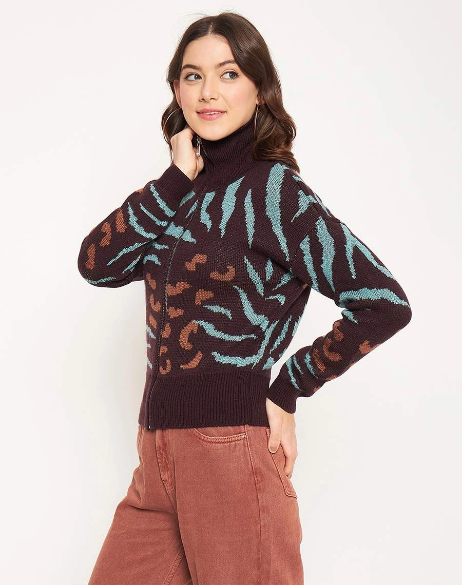 Madame Chocolate Printed Sweater Comfort Layer