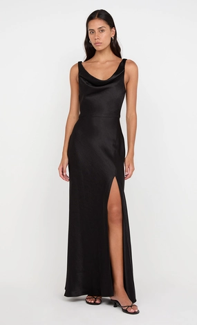 Elegant Charm AUSTEN COWL NECK MAXI DRESS - BLACK
