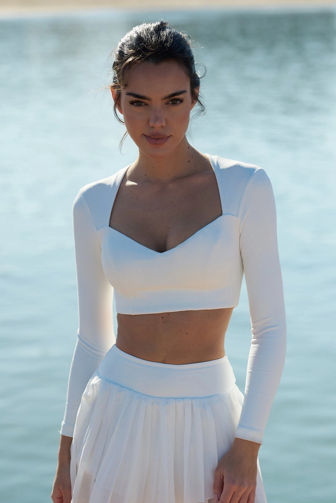 AdjustableHemCuffs Elegant Long Sleeve Crop Top