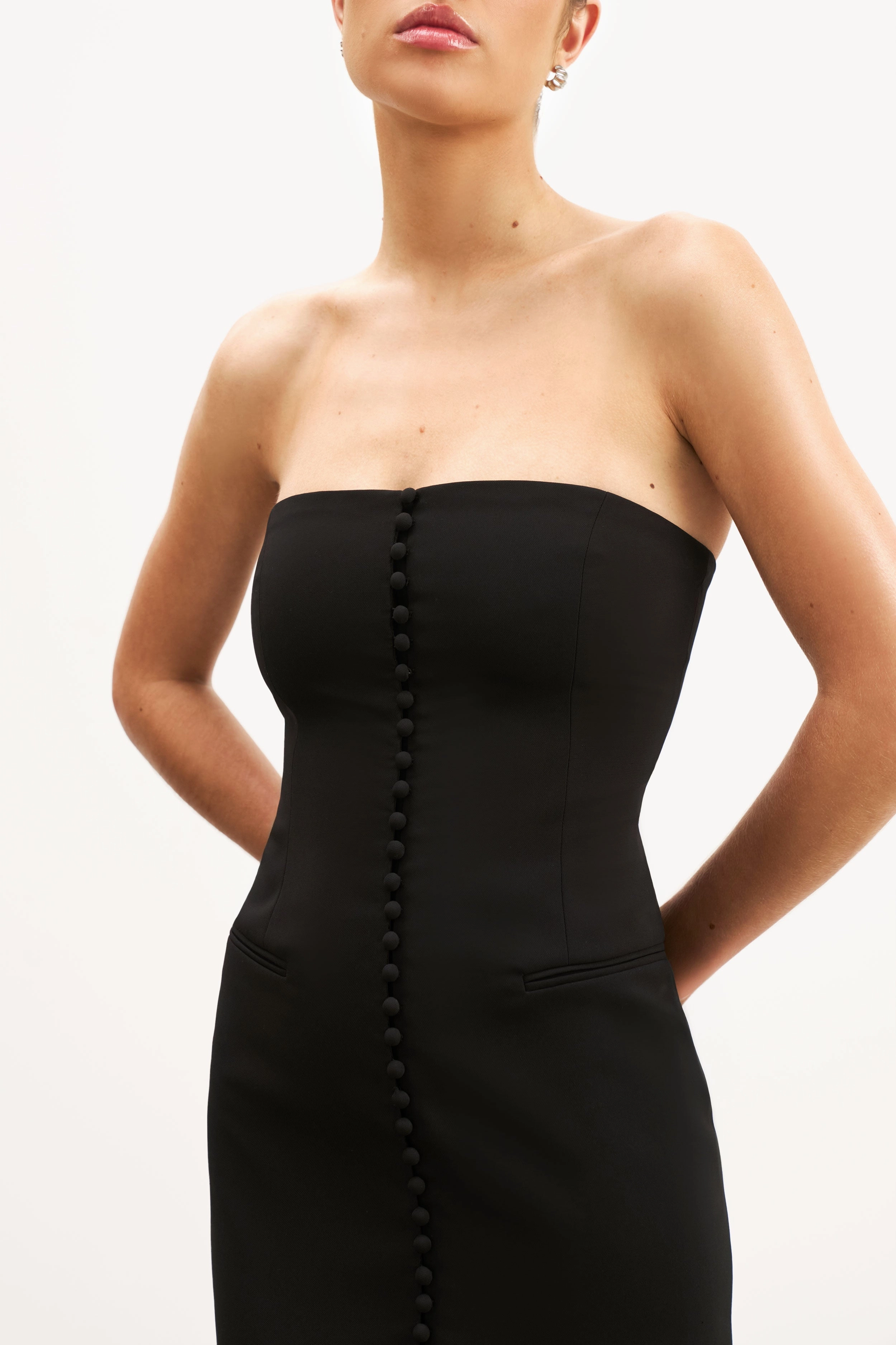 Strapless Peplum Maxi Dress - Black Youthful Style