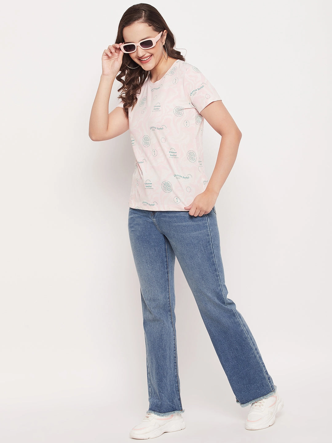 Madame Peach Round Neck Printed Cotton T-Shirt Rayon blend Zero Waste Production
