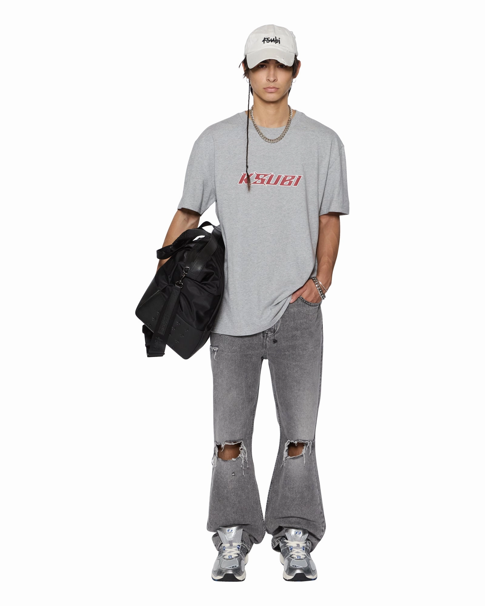 STINGER BIGGIE SS TEE GREY MARLE TearResistant Fabric