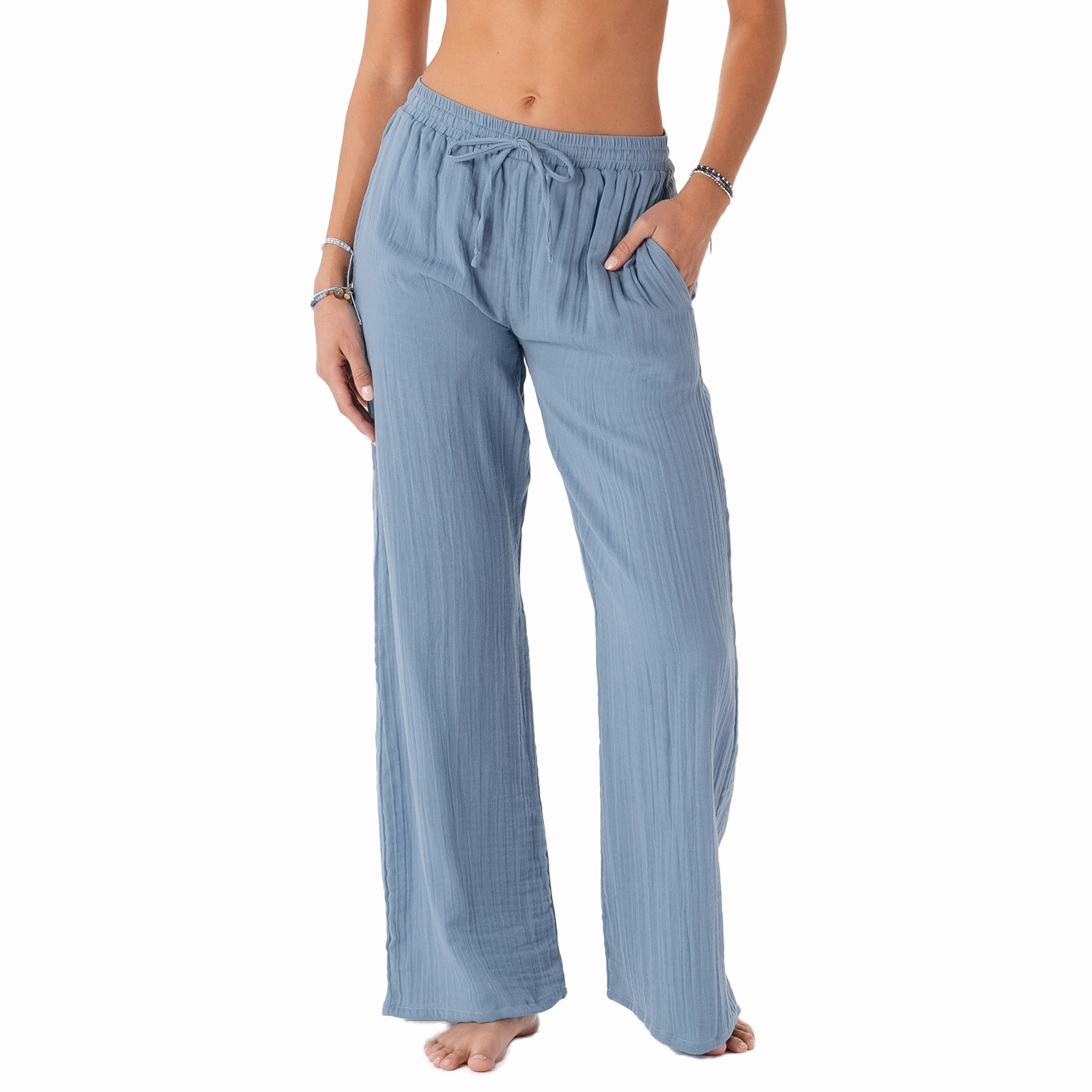 Comfortable Stretch Elemental Blue Cotton Cabana Pants