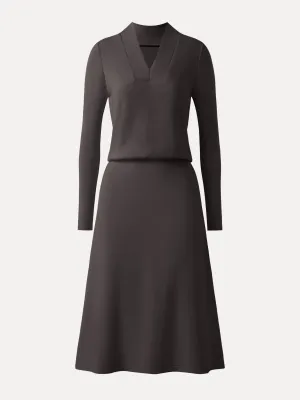 Fresh Color Elevated V-neck Long Sleeve Cinched Midi Dress