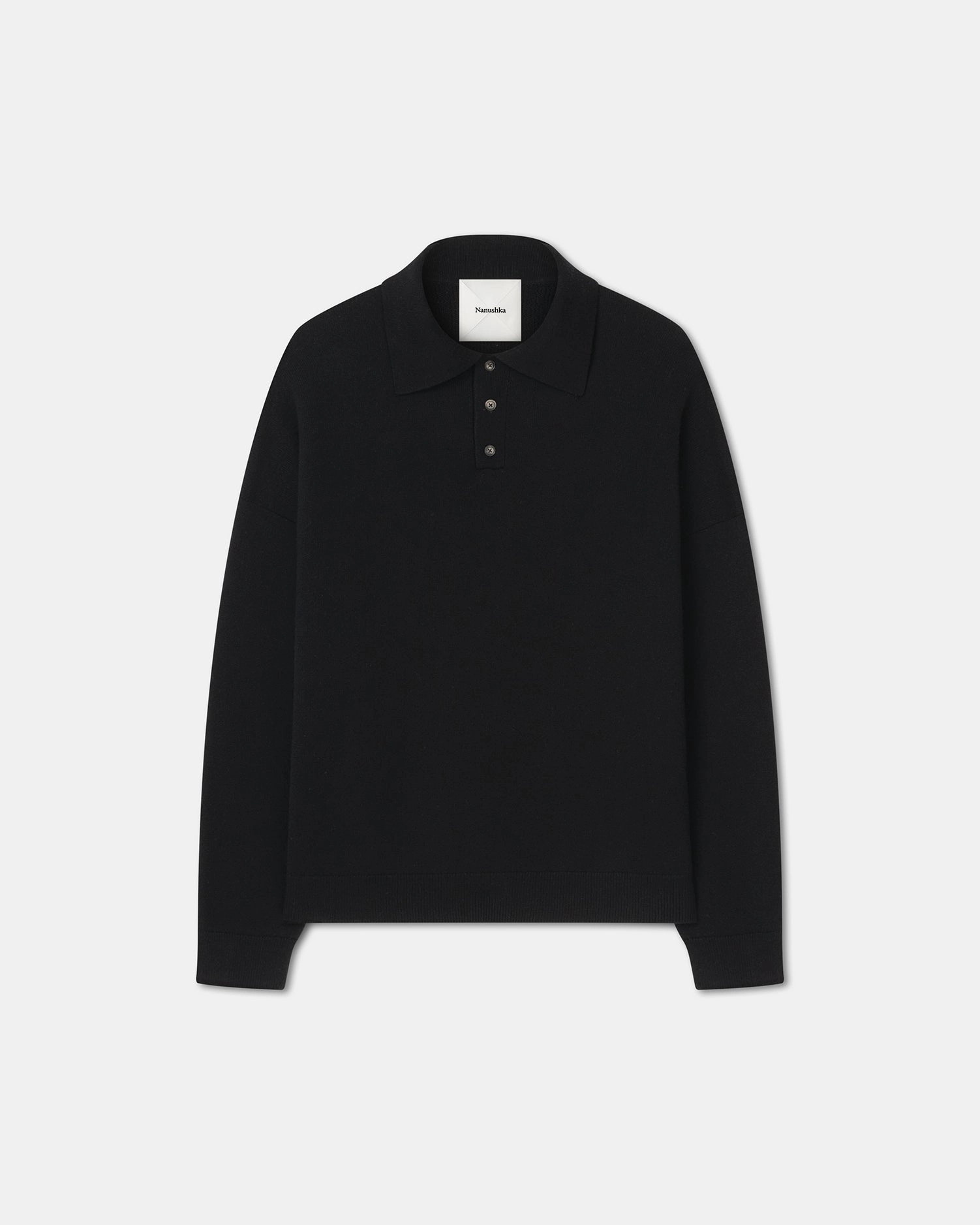 Elieke - Plush Cashmere Polo-Neck Sweater - Black Non Irritating Edging