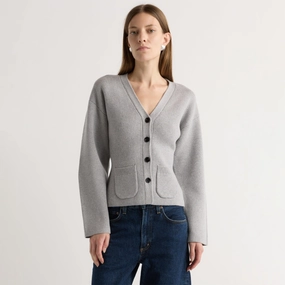 Elinor Organic Cotton-Wool V-Neck Cardigan Comfort Flex Fit Performance Layer Fit