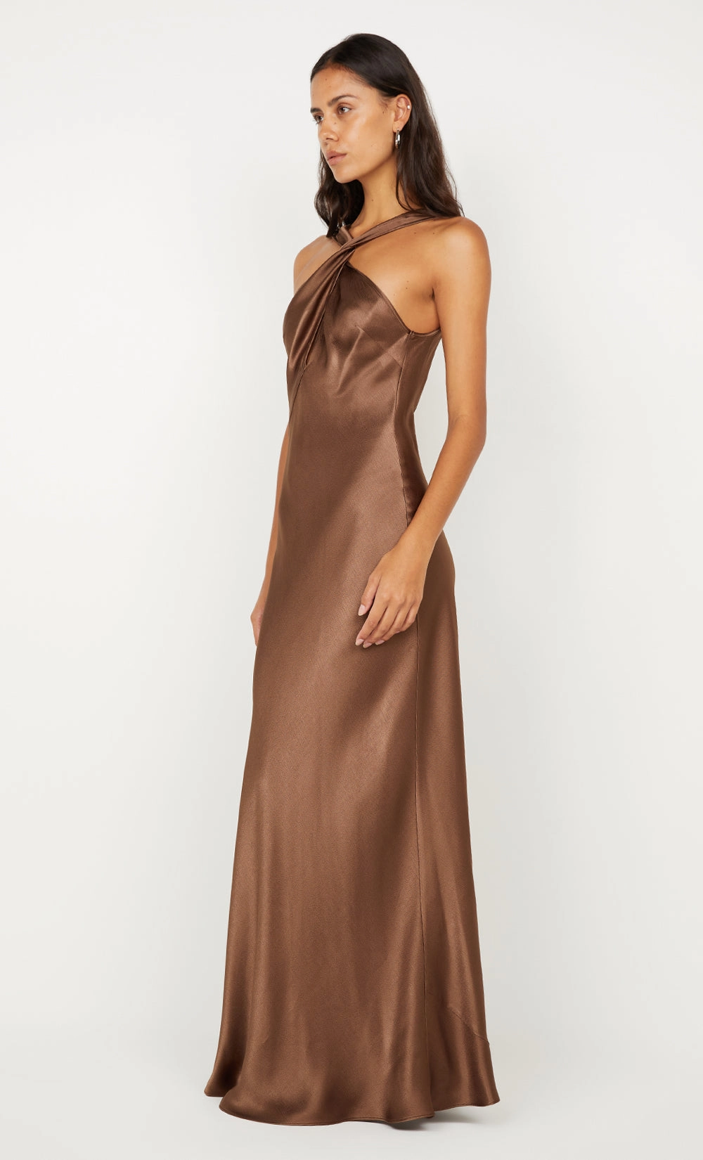 ELISIA TWIST MAXI DRESS - MILK CHOCOLATE relaxed shape