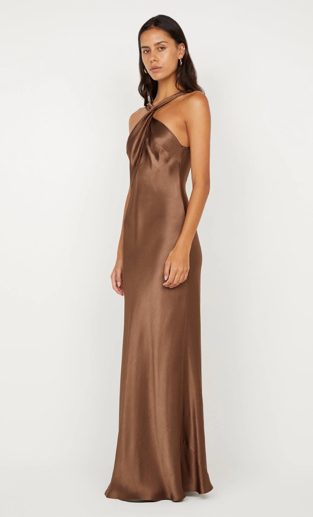 Urban Style Light Drape ELISIA TWIST MAXI DRESS - MILK CHOCOLATE