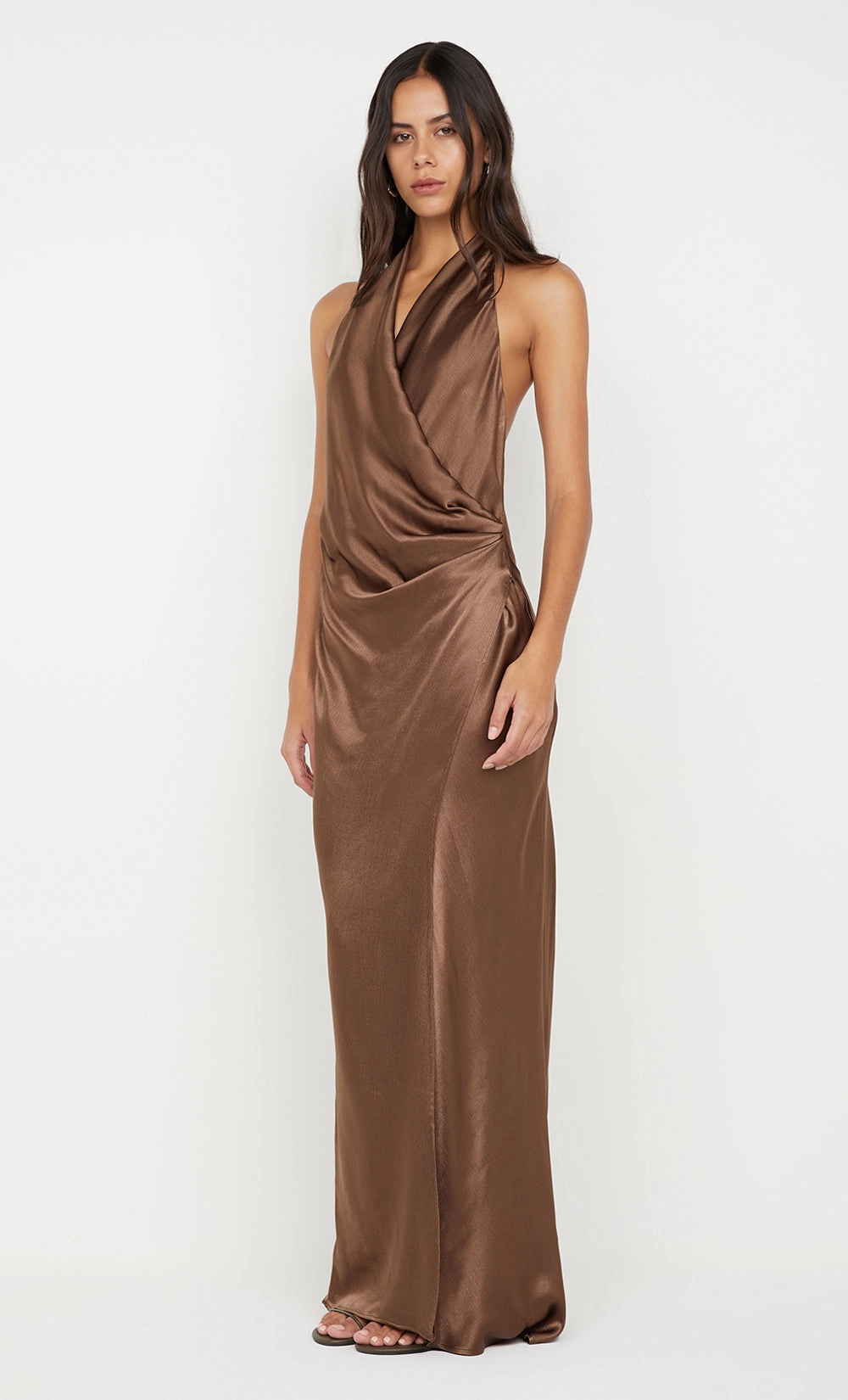 Vacation Vibes Relax Appeal ELISIA WRAP MAXI DRESS - MILK CHOCOLATE