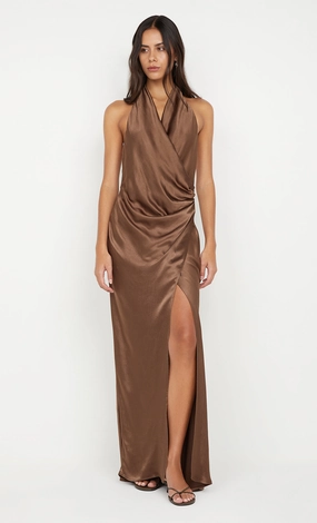 ELISIA WRAP MAXI DRESS - MILK CHOCOLATE Bloom Zone