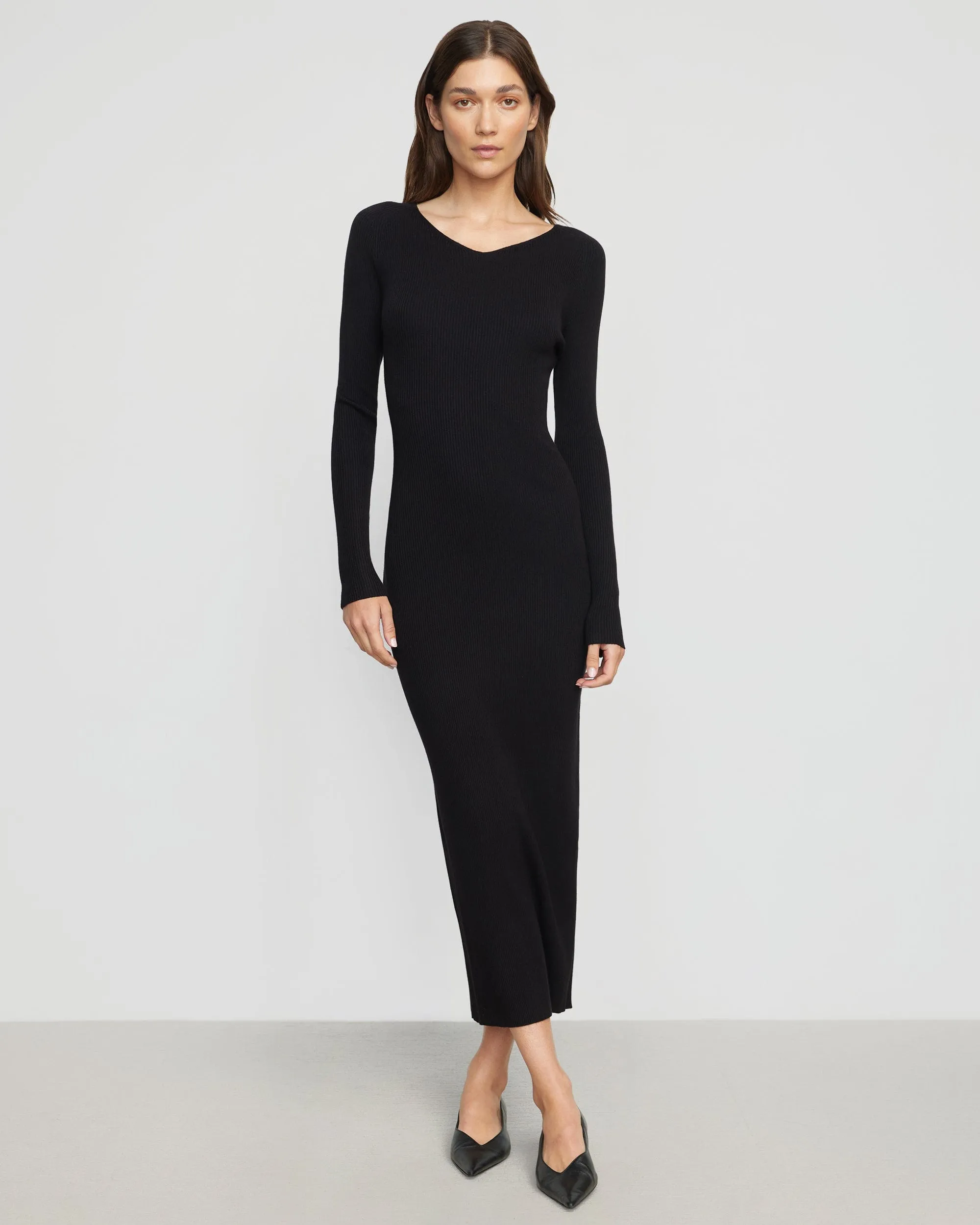 Elizabeth Zipper-Sleeve Ribbed Dress Pop Texture Subtle Charm