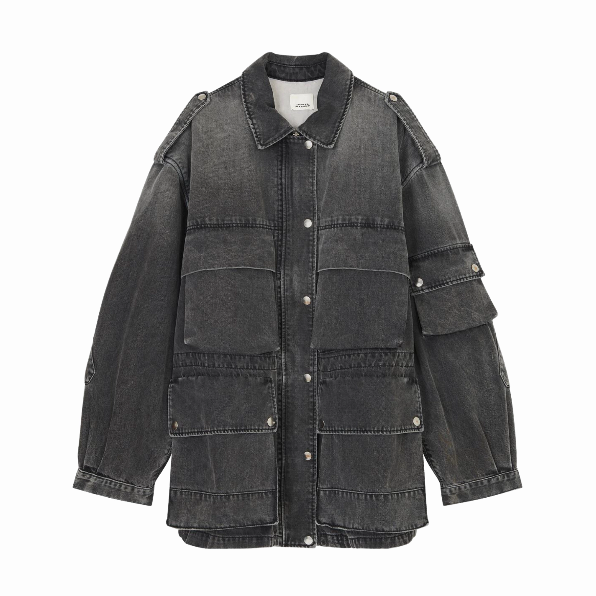 Elize Oversized Denim Jacket Convertible Silhouette