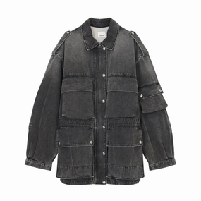 Elize Oversized Denim Jacket Convertible Silhouette