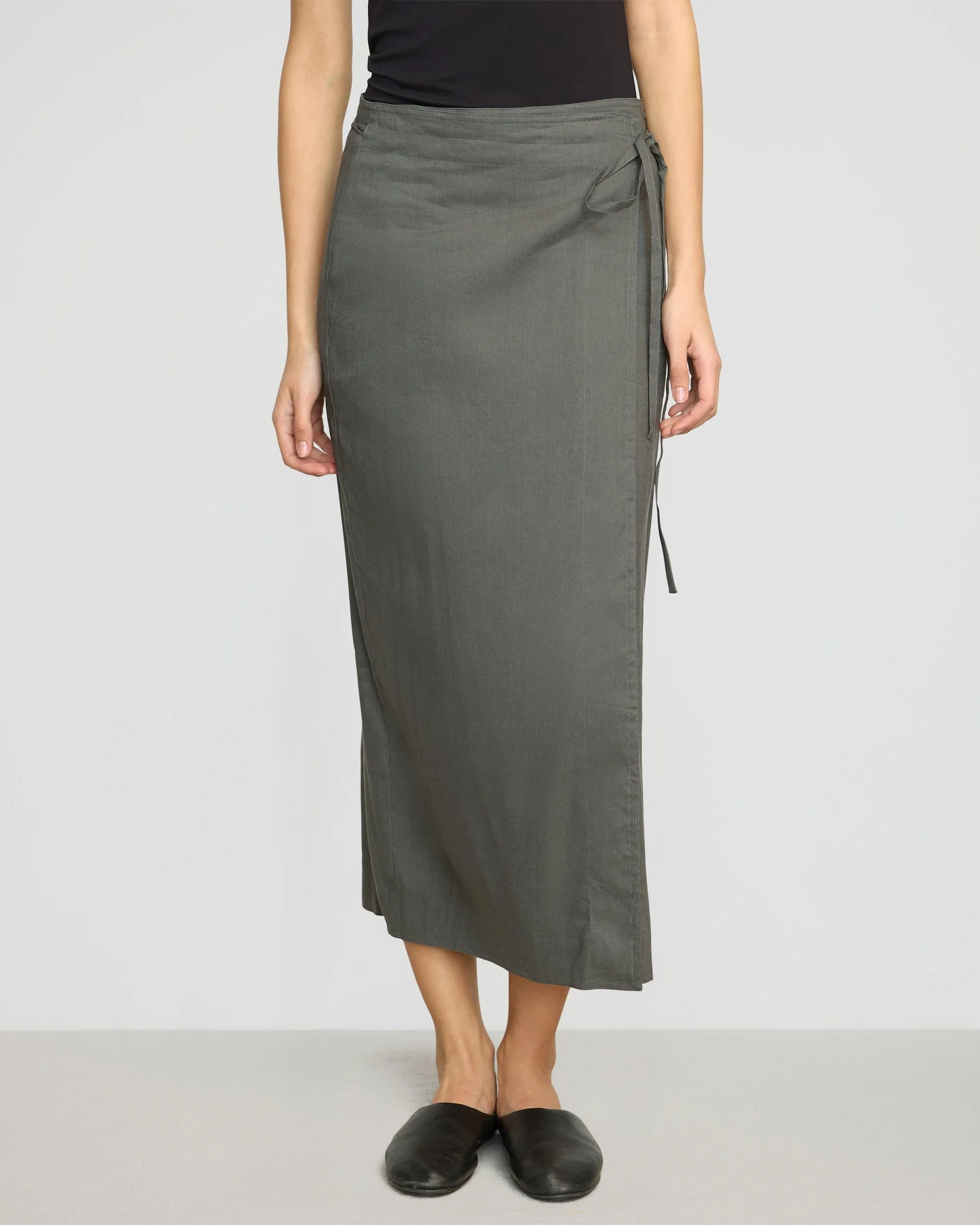 Front Slit Ellie Linen Maxi Wrap Skirt