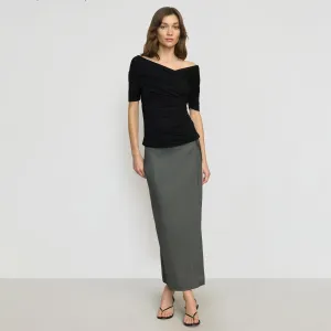 Ellie Linen Maxi Wrap Skirt Light Flow Luxury Trim