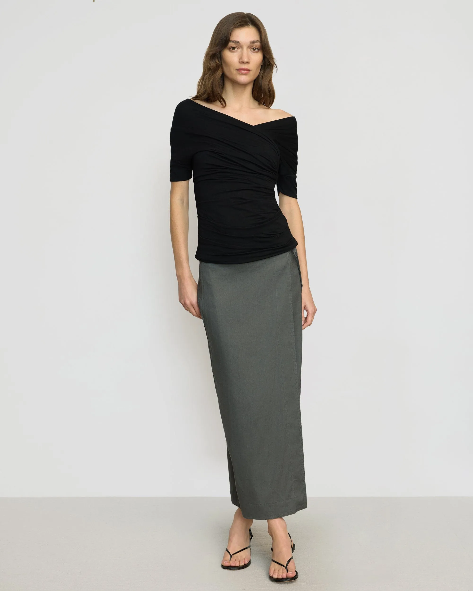 Ellie Linen Maxi Wrap Skirt Polished Look