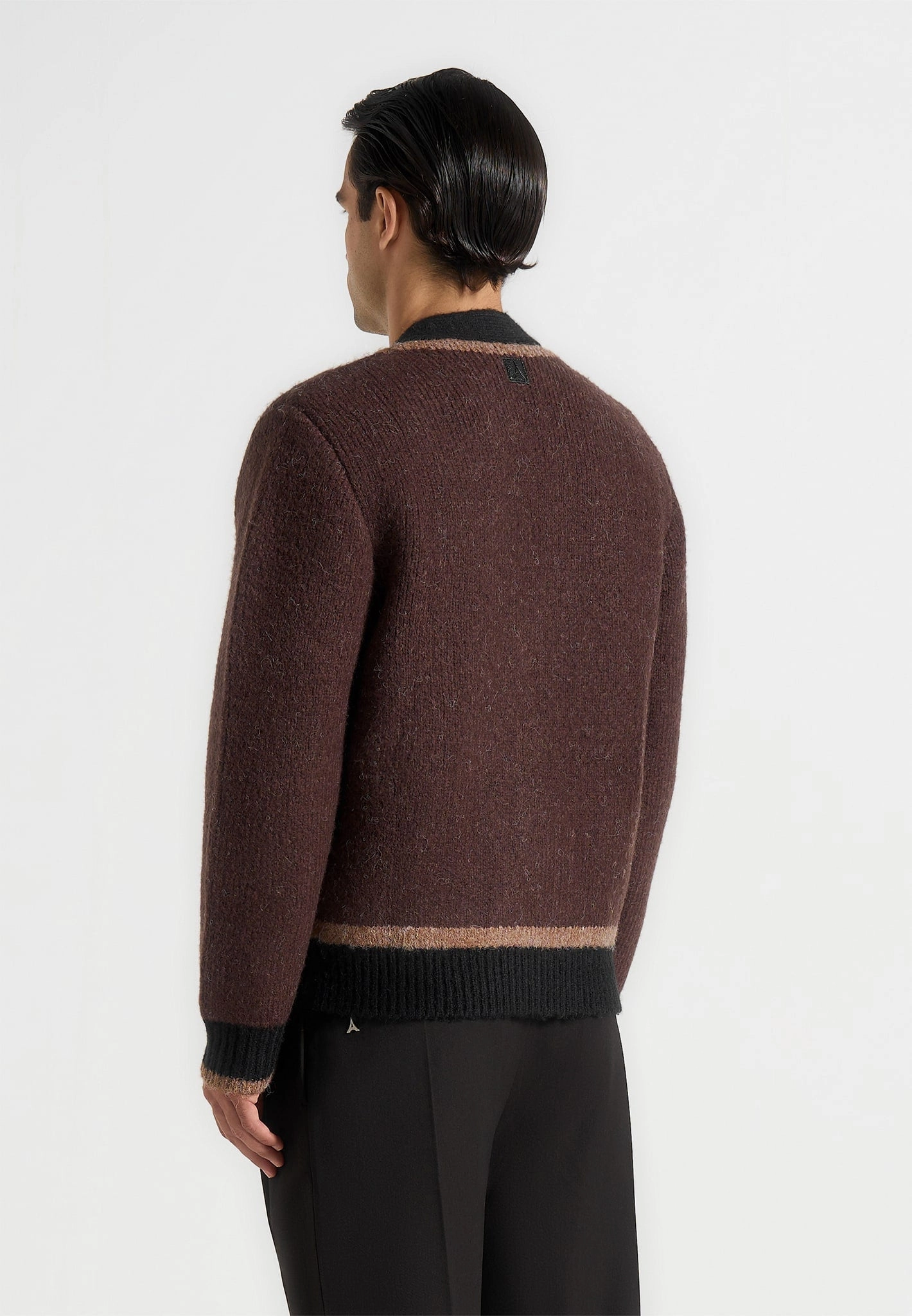 Elon - Wool Knit Contrast Cardigan - Brown Natural Odor Control Quick Dry Integration