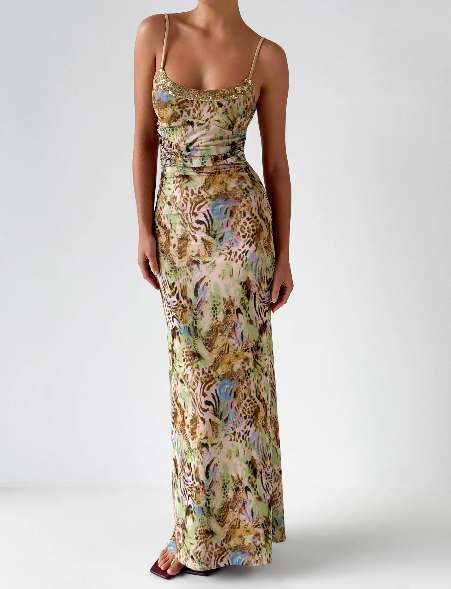 Neutral Aesthetic ELYSIUM MAXI DRESS - ANIMAL SWIRL