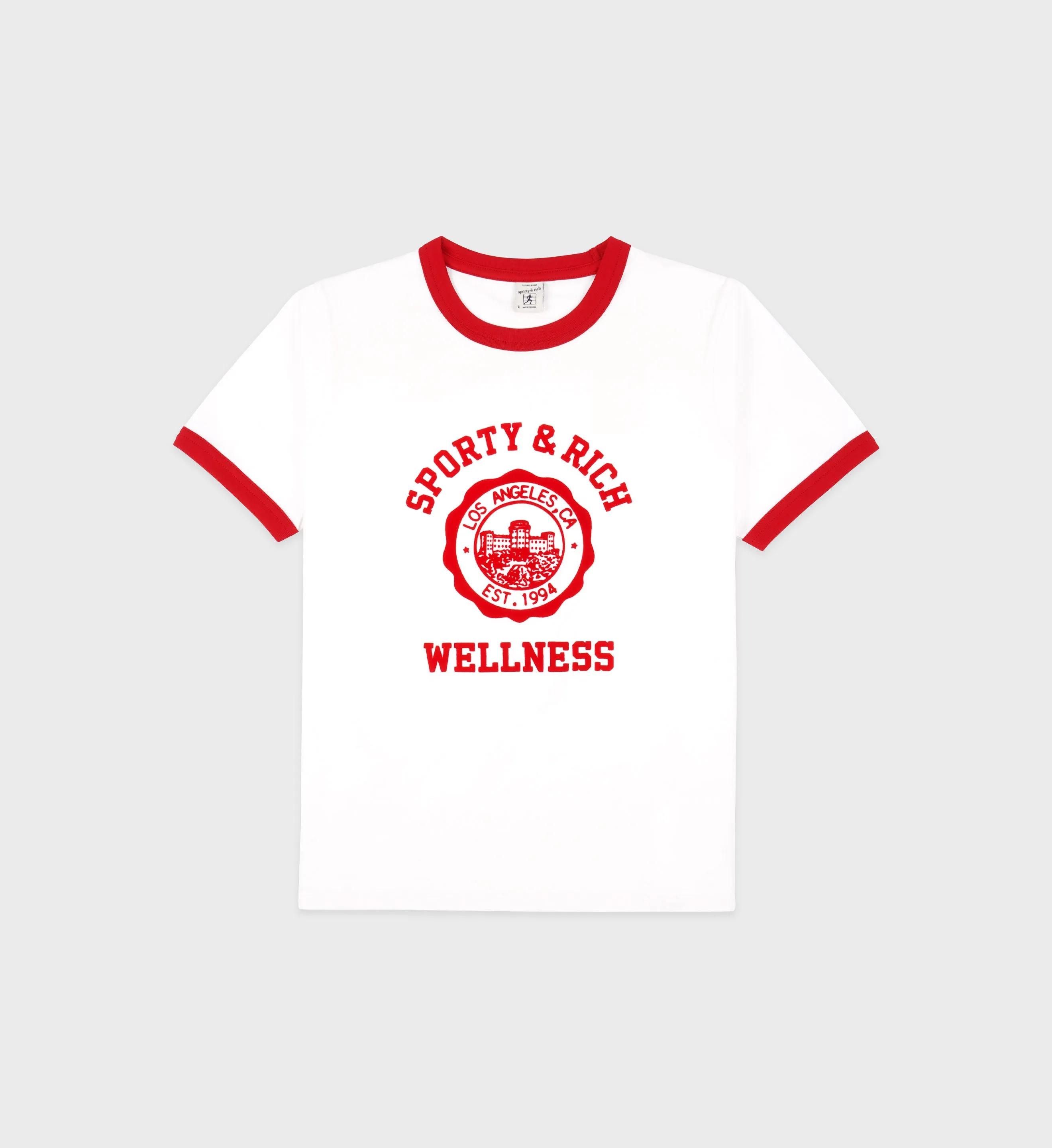 Emblem Ringer Tee - White/Bright Red