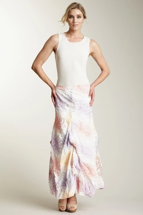 Comfort Wear Sleek Flow Embroidered Balloon Skirt - Chrysanthemum