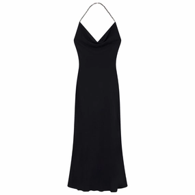 Soul Warm Cozy Balance Plunge Crystal Halterneck Maxi Dress