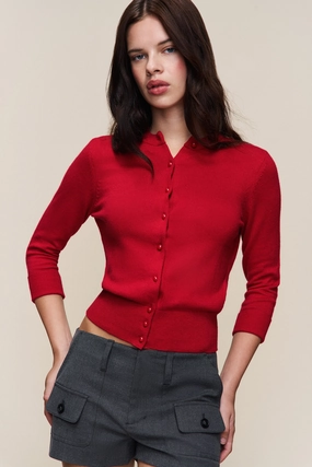 Emelie Wool Cardigan Interlock Weave Thermochromic Fiber Applications