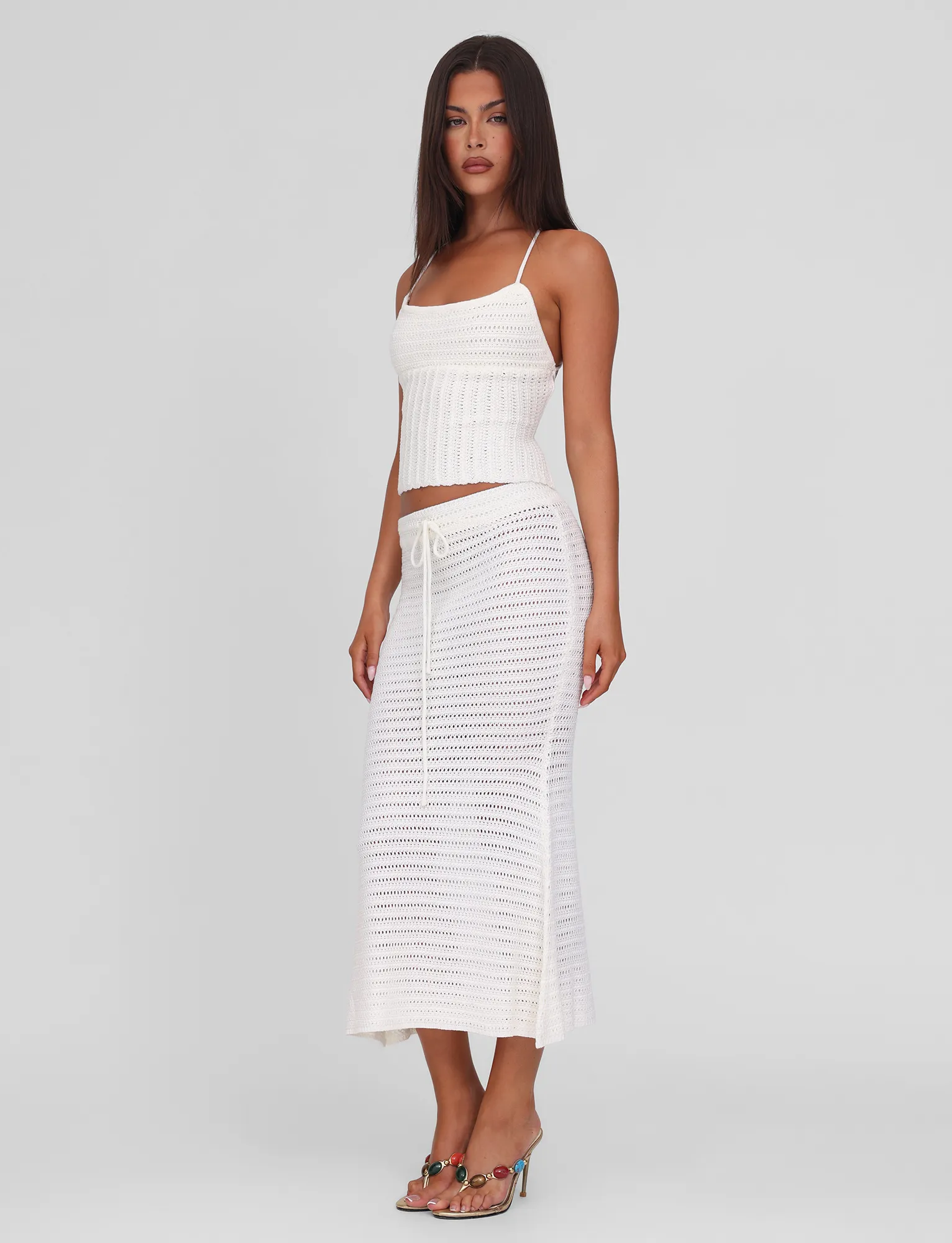 EMELYN MIDI SKIRT - CREAM Fresh Fit
