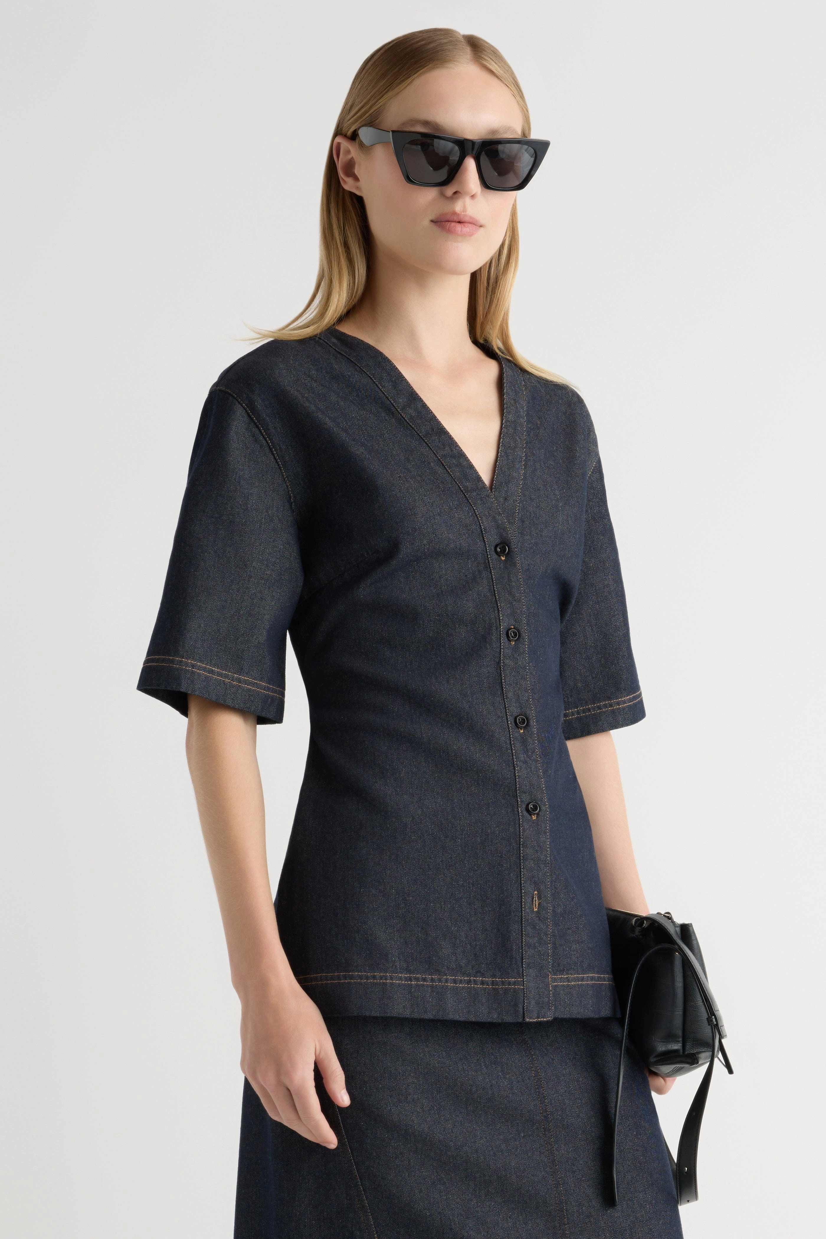 TaglessCollars Emma Cinch-Waist Denim Shacket