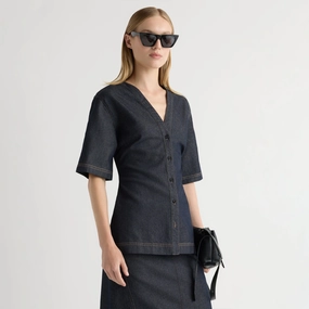 SeamlessDesign Emma Cinch-Waist Denim Shacket