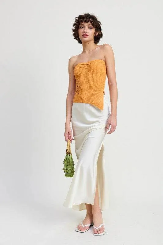 Emory Park Ribbed Asymmetrical Hem Tube Top