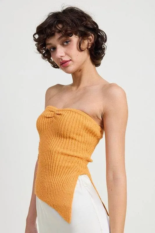 Emory Park Ribbed Asymmetrical Hem Tube Top