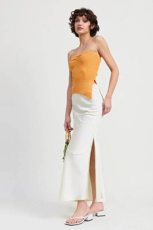 Emory Park Ribbed Asymmetrical Hem Tube Top