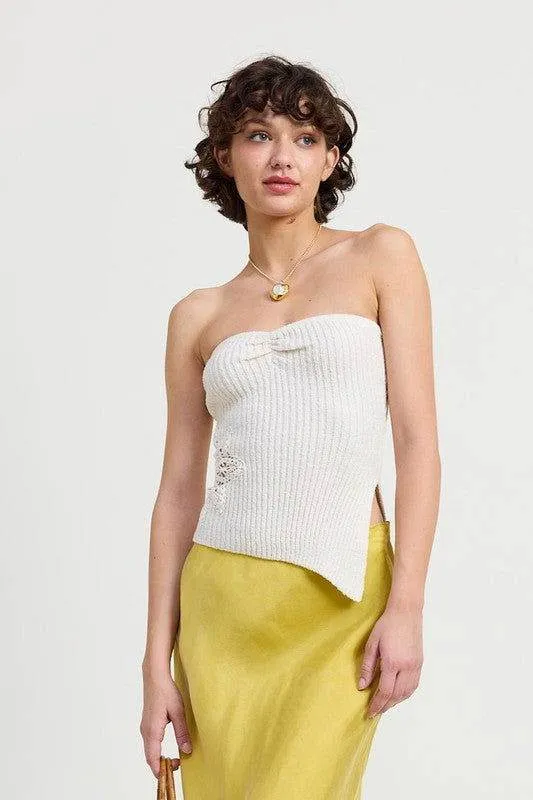 Emory Park Ribbed Asymmetrical Hem Tube Top