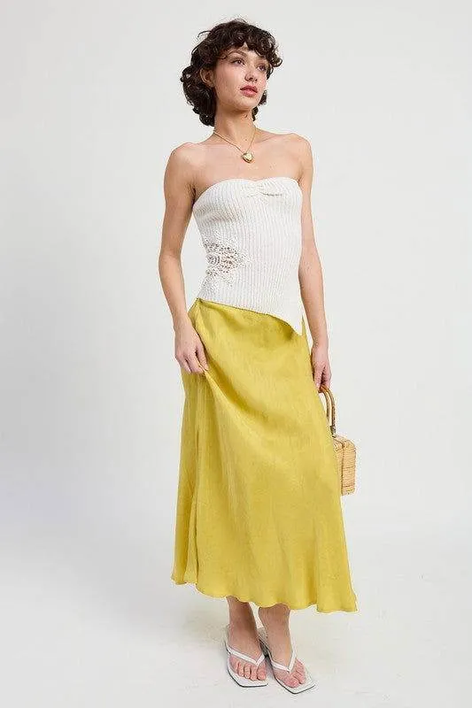 Emory Park Ribbed Asymmetrical Hem Tube Top