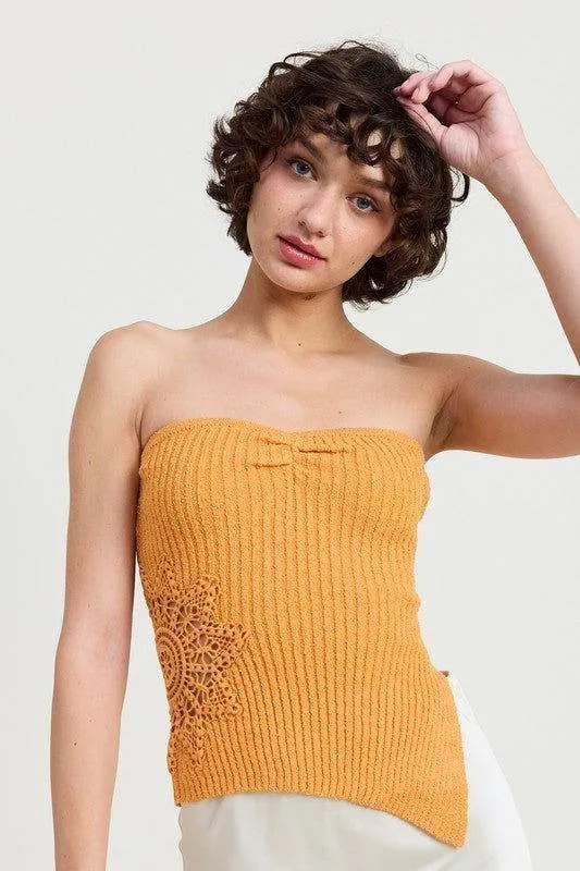Emory Park Ribbed Asymmetrical Hem Tube Top