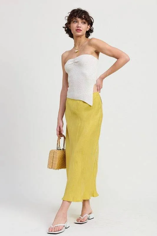 Emory Park Ribbed Asymmetrical Hem Tube Top