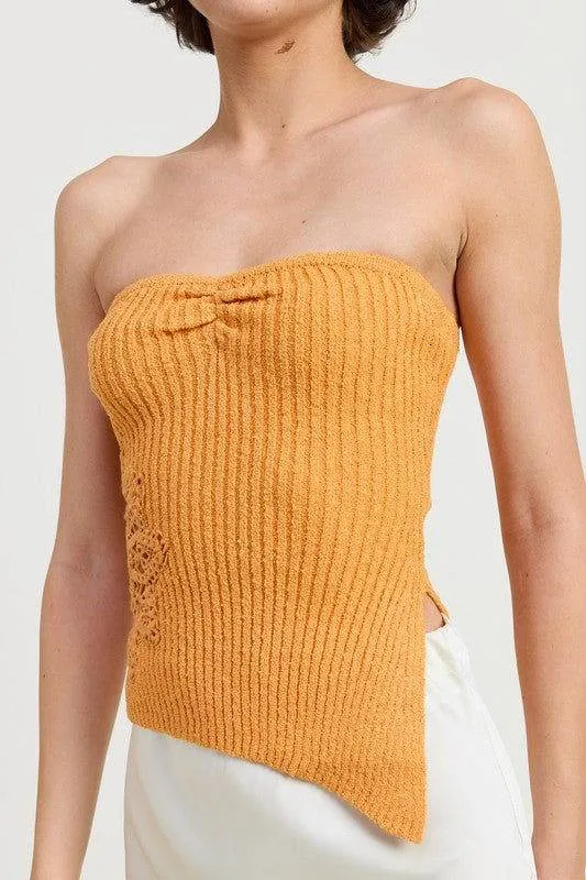 Emory Park Ribbed Asymmetrical Hem Tube Top